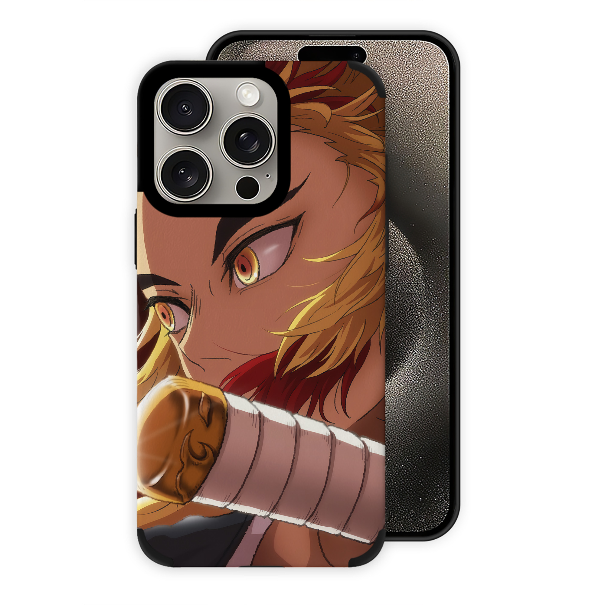 （画像用） 炎柱-煉󠄁獄 杏寿郎／れんごく きょうじゅろう Rengoku Kyoujurou 【iPhone15ProMax対応】 PUレザー スマホケース 耐衝撃＆黄変防止