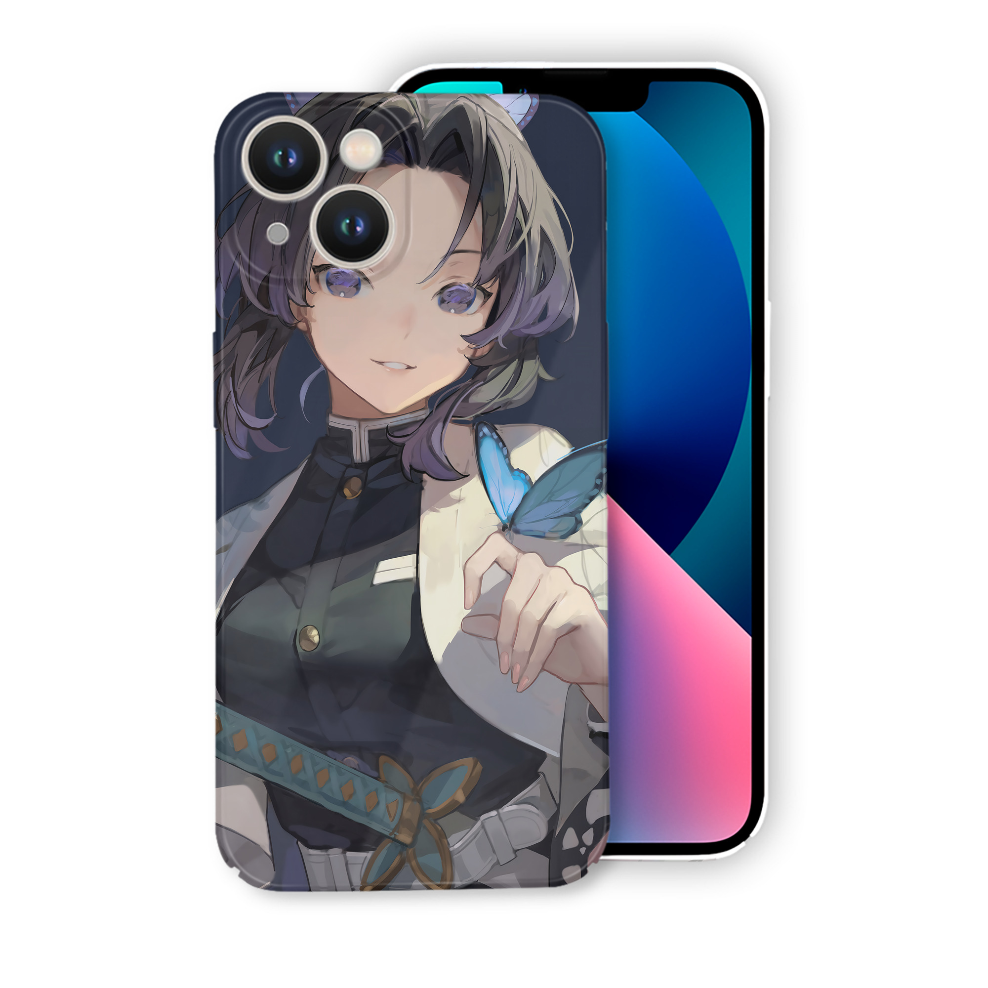 （画像用） 鬼滅の刃（きめつのやいば）蟲柱-胡蝶 しのぶ／こちょう しのぶ Kochou Shinobu 【iPhone 14シリーズ対応】ハードケース