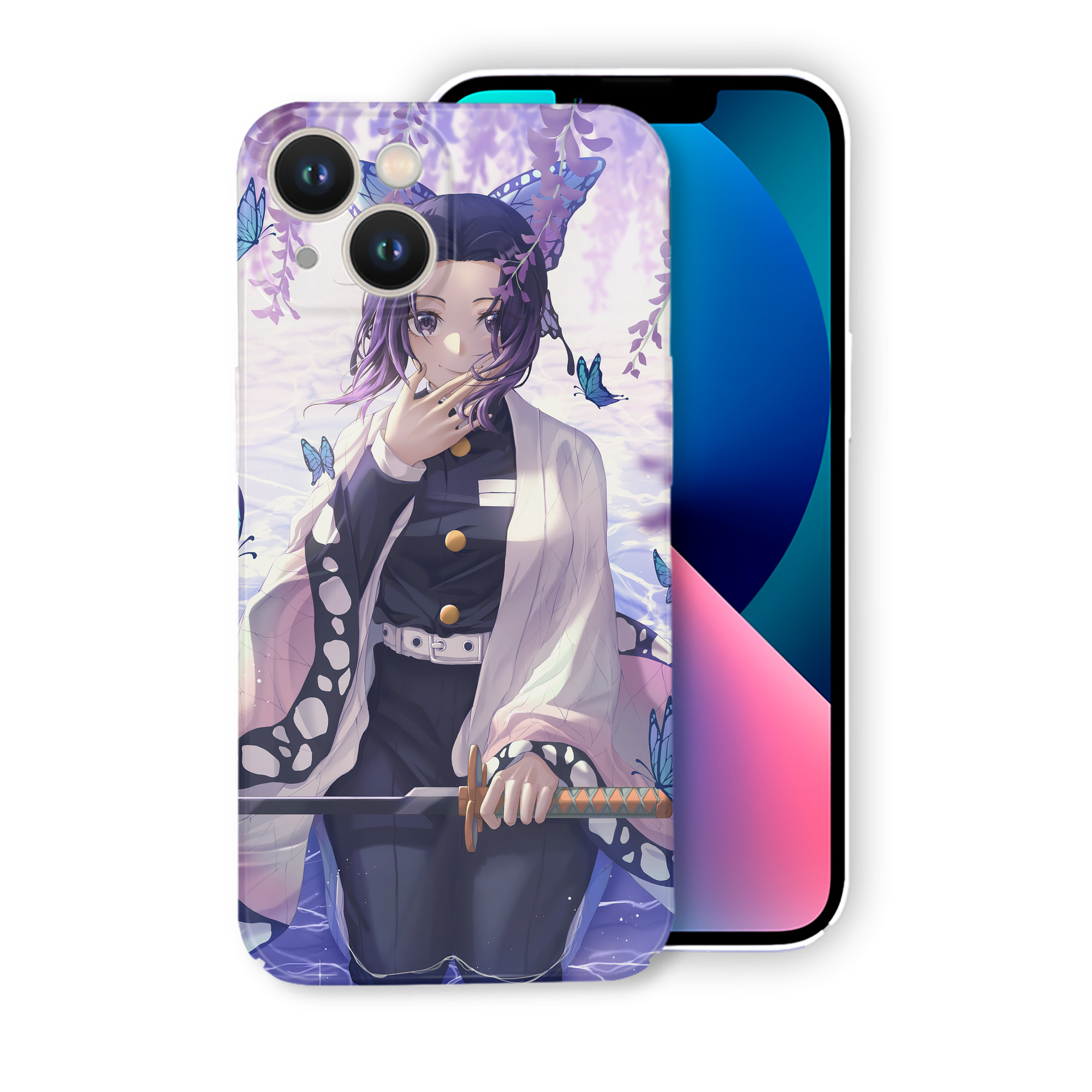 （画像用） 鬼滅の刃（きめつのやいば）蟲柱-胡蝶 しのぶ／こちょう しのぶ Kochou Shinobu 【iPhone 14シリーズ対応】ハードケース