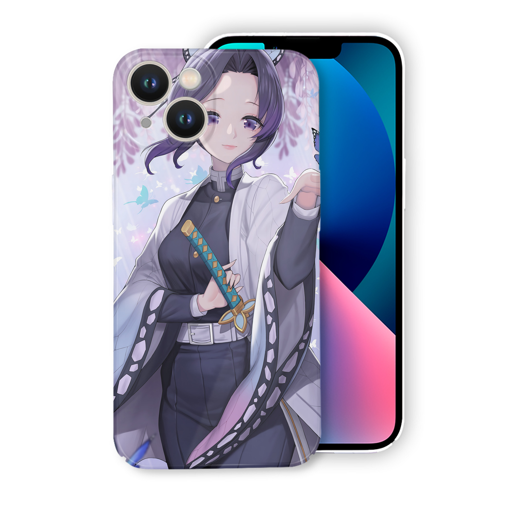 （画像用） 鬼滅の刃（きめつのやいば）蟲柱-胡蝶 しのぶ／こちょう しのぶ Kochou Shinobu 【iPhone 14シリーズ対応】ハードケース