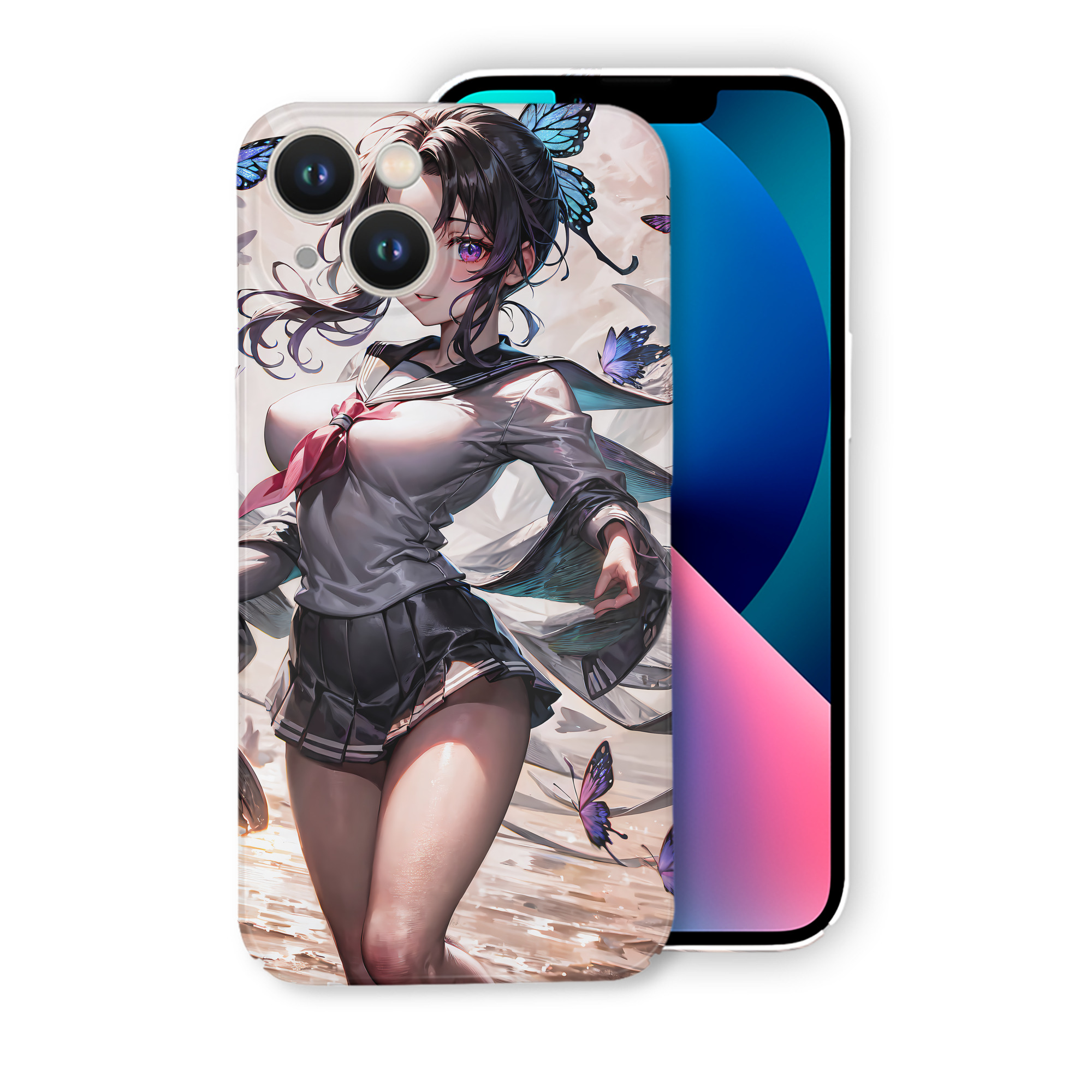 （画像用） 鬼滅の刃（きめつのやいば）蟲柱-胡蝶 しのぶ／こちょう しのぶ Kochou Shinobu 【iPhone 14シリーズ対応】ハードケース