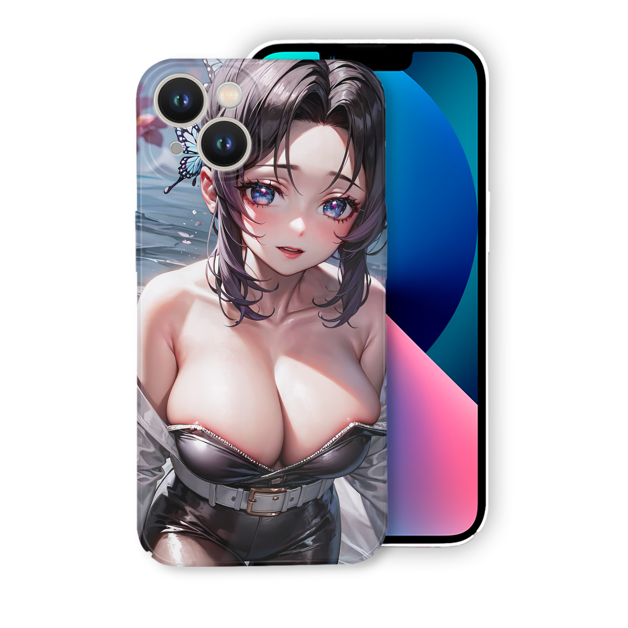 （画像用） 鬼滅の刃（きめつのやいば）蟲柱-胡蝶 しのぶ／こちょう しのぶ Kochou Shinobu 【iPhone 14シリーズ対応】ハードケース