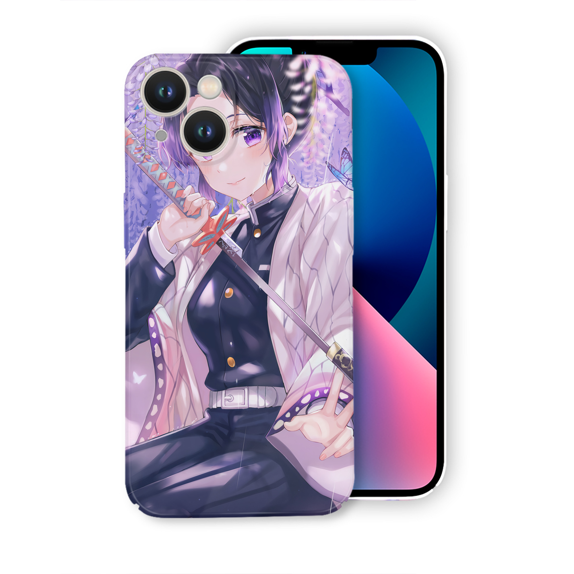 （画像用） 鬼滅の刃（きめつのやいば）蟲柱-胡蝶 しのぶ／こちょう しのぶ Kochou Shinobu 【iPhone 14シリーズ対応】ハードケース