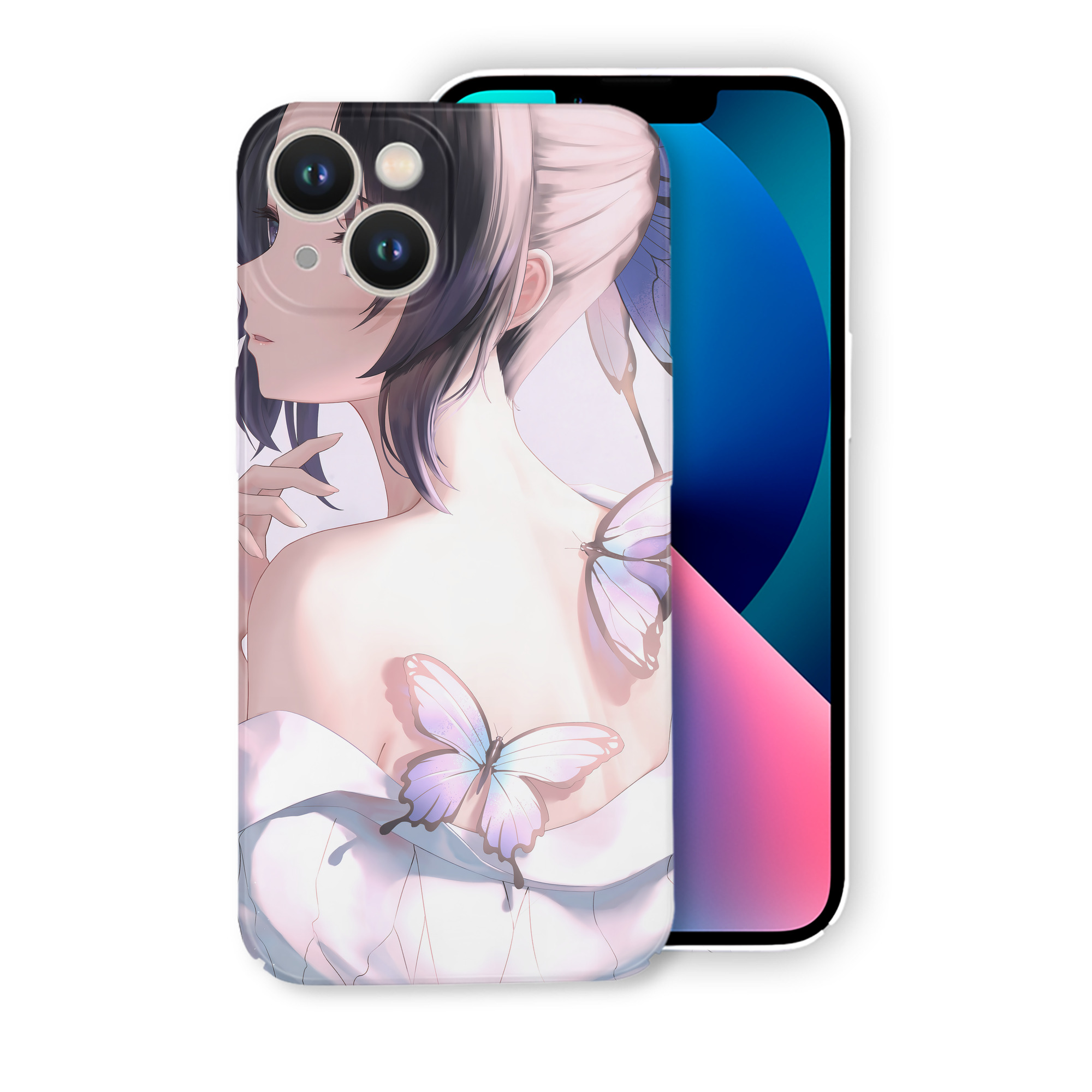 （画像用） 鬼滅の刃（きめつのやいば）蟲柱-胡蝶 しのぶ／こちょう しのぶ Kochou Shinobu 【iPhone 14シリーズ対応】ハードケース