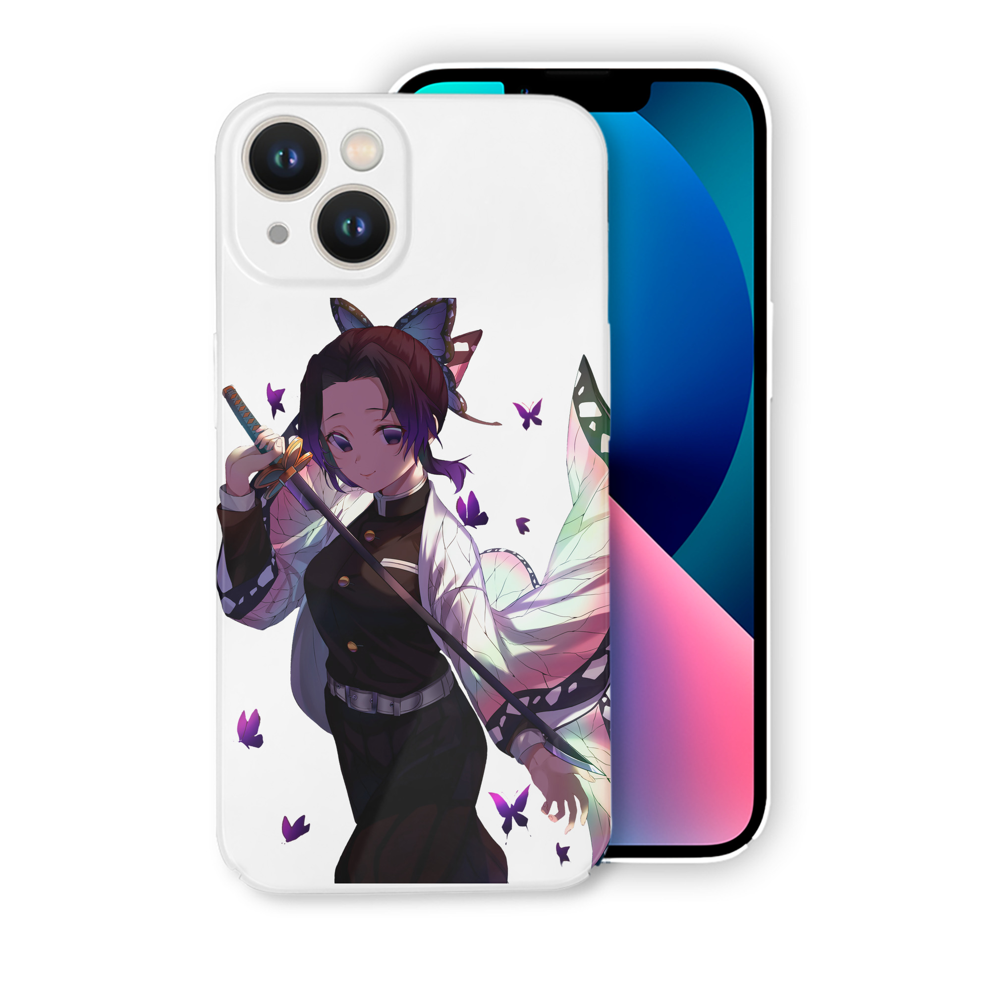 （画像用） 鬼滅の刃（きめつのやいば）蟲柱-胡蝶 しのぶ／こちょう しのぶ Kochou Shinobu 【iPhone 14シリーズ対応】ハードケース