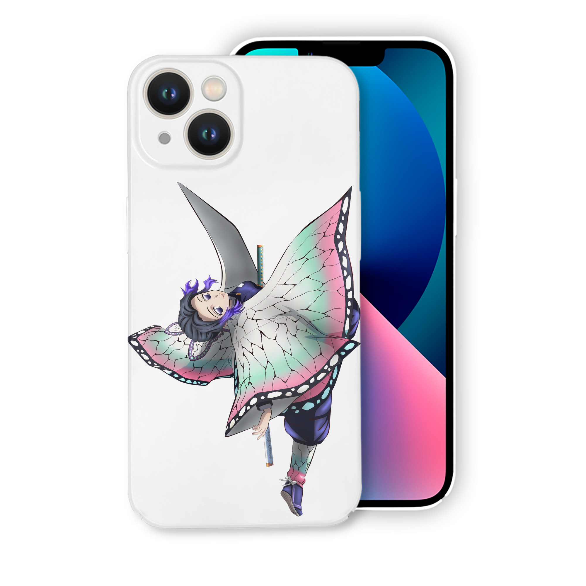 （画像用） 鬼滅の刃（きめつのやいば）蟲柱-胡蝶 しのぶ／こちょう しのぶ Kochou Shinobu 【iPhone 14シリーズ対応】ハードケース