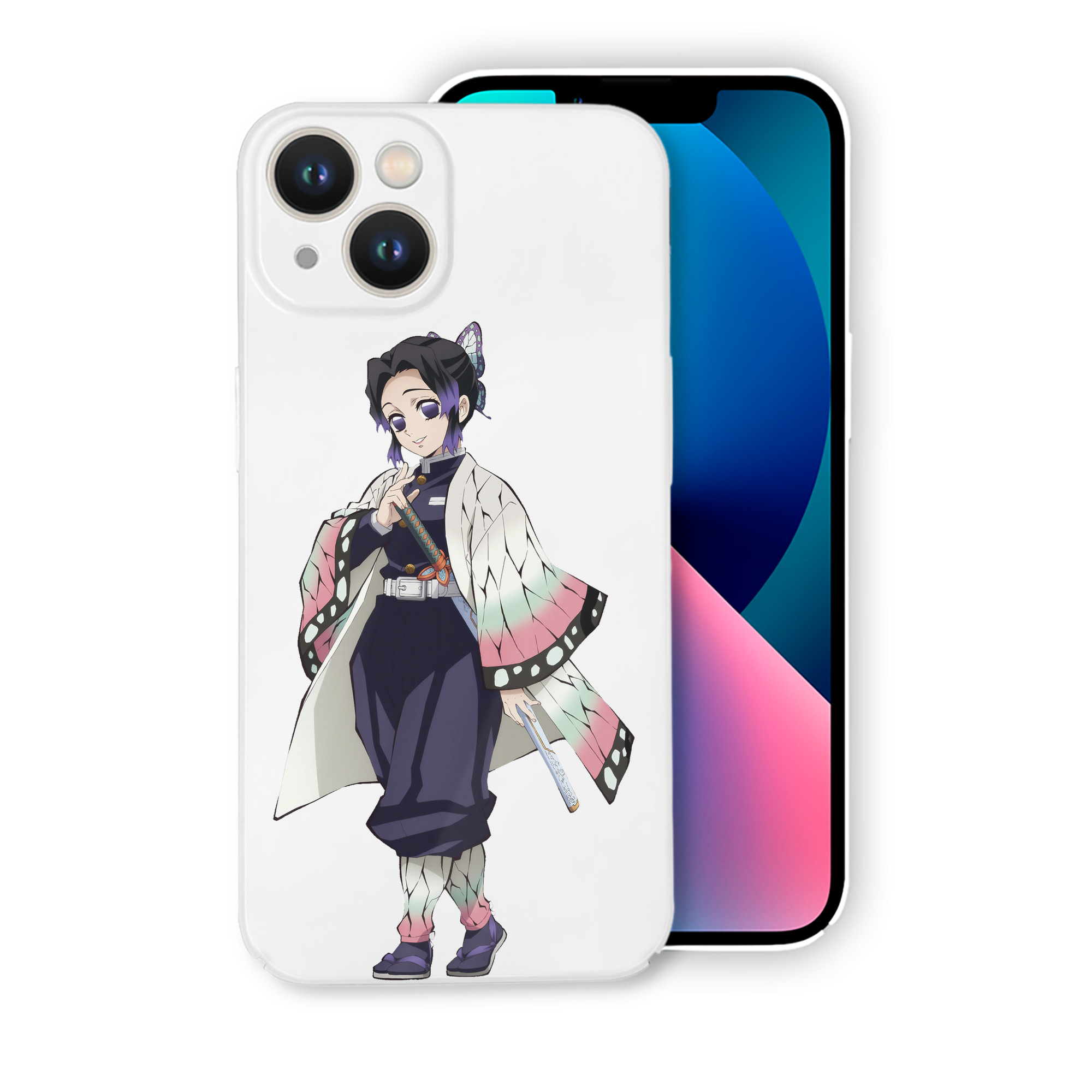 （画像用） 鬼滅の刃（きめつのやいば）蟲柱-胡蝶 しのぶ／こちょう しのぶ Kochou Shinobu 【iPhone 14シリーズ対応】ハードケース