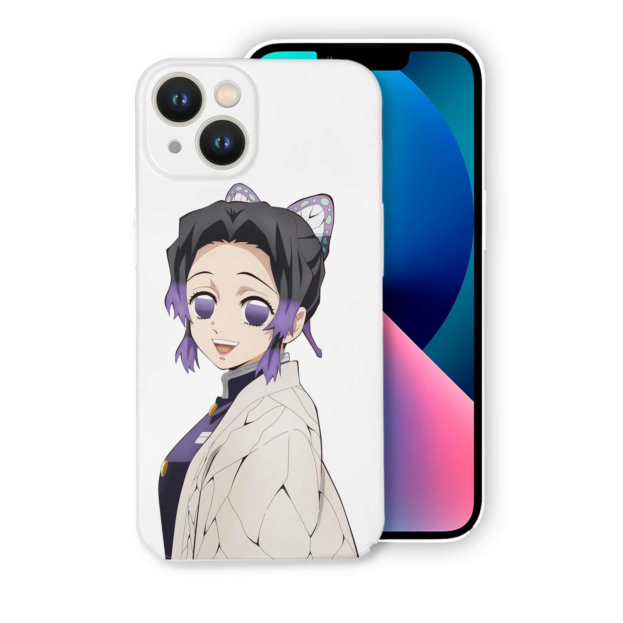 （画像用） 鬼滅の刃（きめつのやいば）蟲柱-胡蝶 しのぶ／こちょう しのぶ Kochou Shinobu 【iPhone 14シリーズ対応】ハードケース