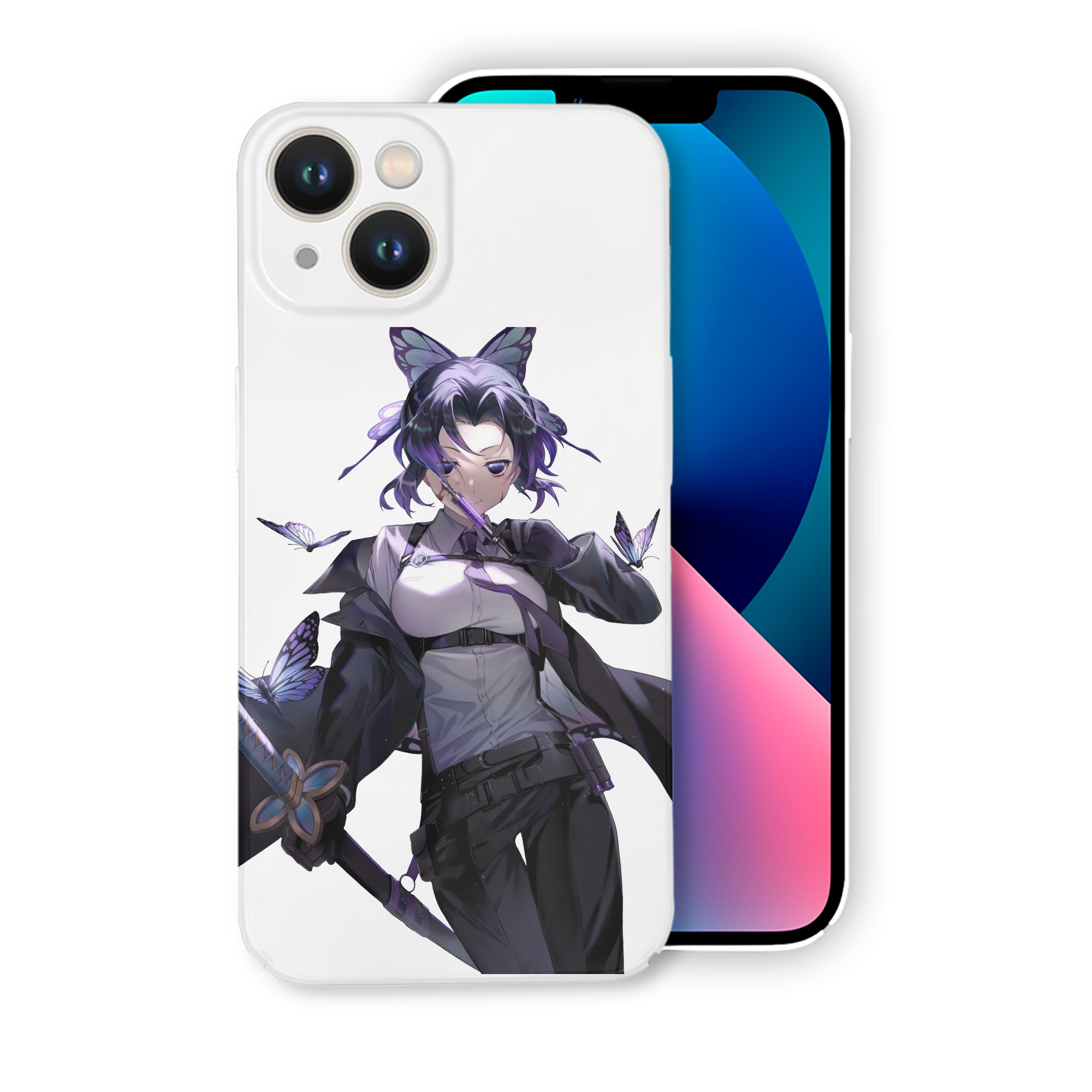 （画像用） 鬼滅の刃（きめつのやいば）蟲柱-胡蝶 しのぶ／こちょう しのぶ Kochou Shinobu 【iPhone 14シリーズ対応】ハードケース