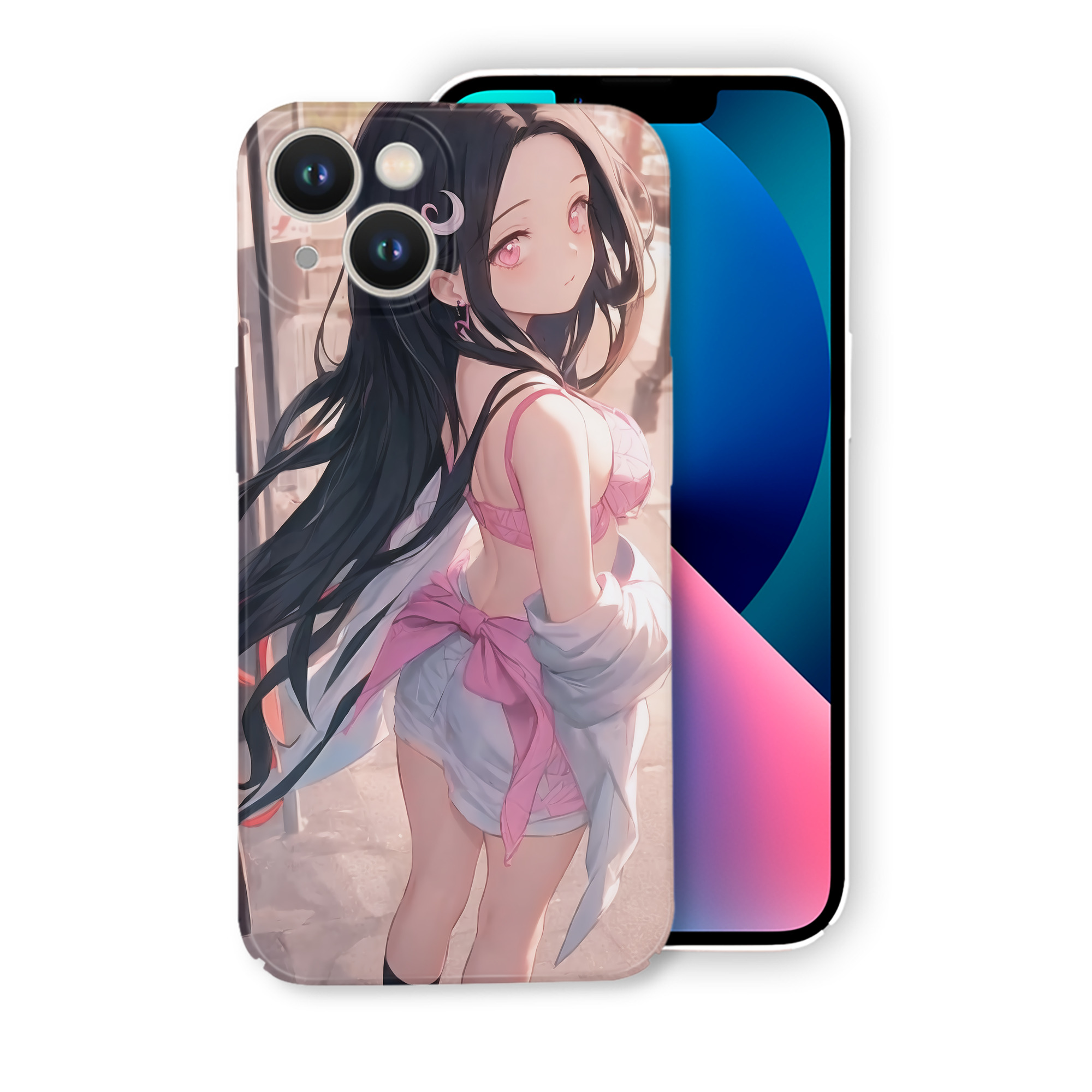 （画像用） 鬼滅の刃（きめつのやいば）竈門 禰󠄀豆子／かまど ねずこ Kamado Nezuko 【iPhone 14シリーズ対応】ハードケース