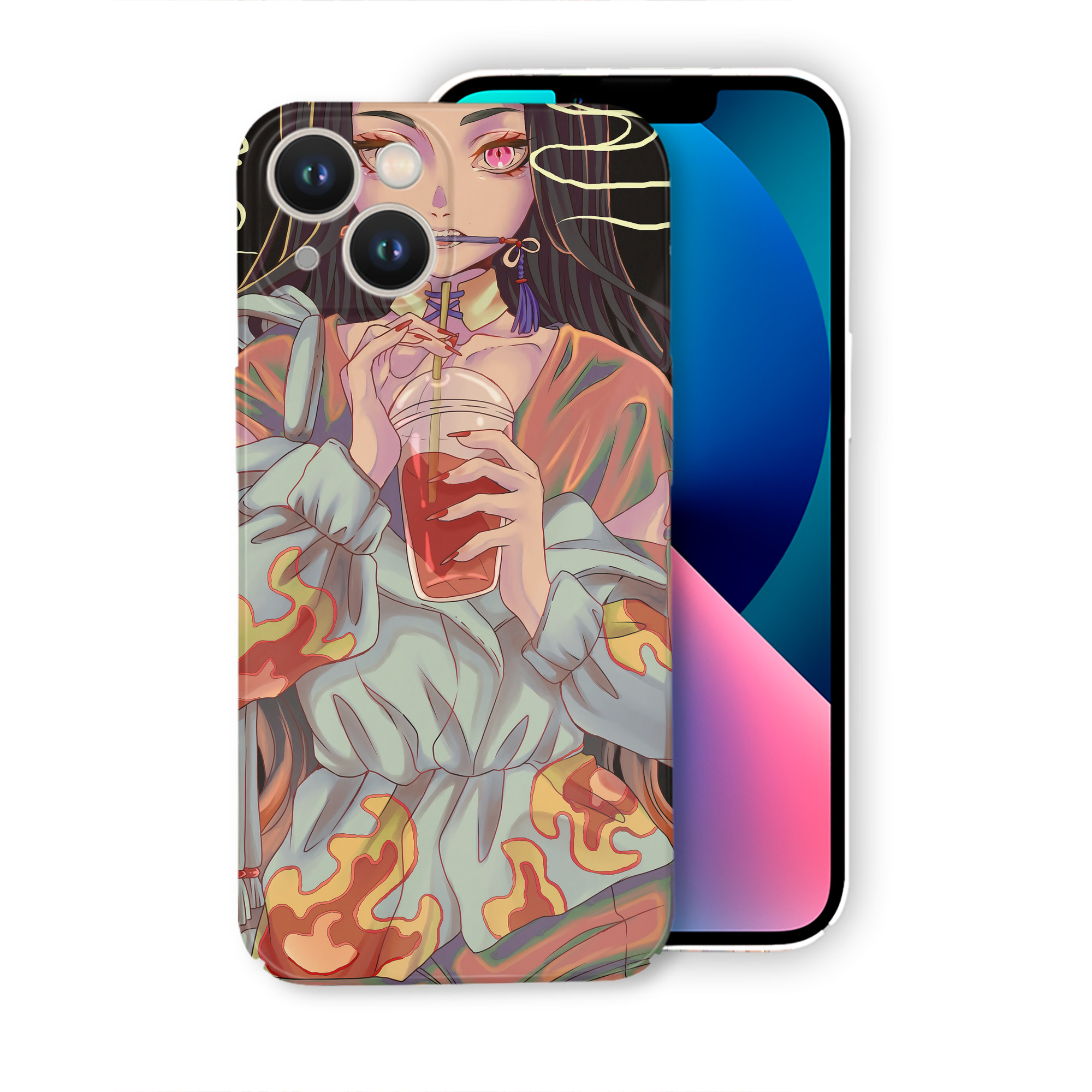 （画像用） 鬼滅の刃（きめつのやいば）竈門 禰󠄀豆子／かまど ねずこ Kamado Nezuko 【iPhone 14シリーズ対応】ハードケース