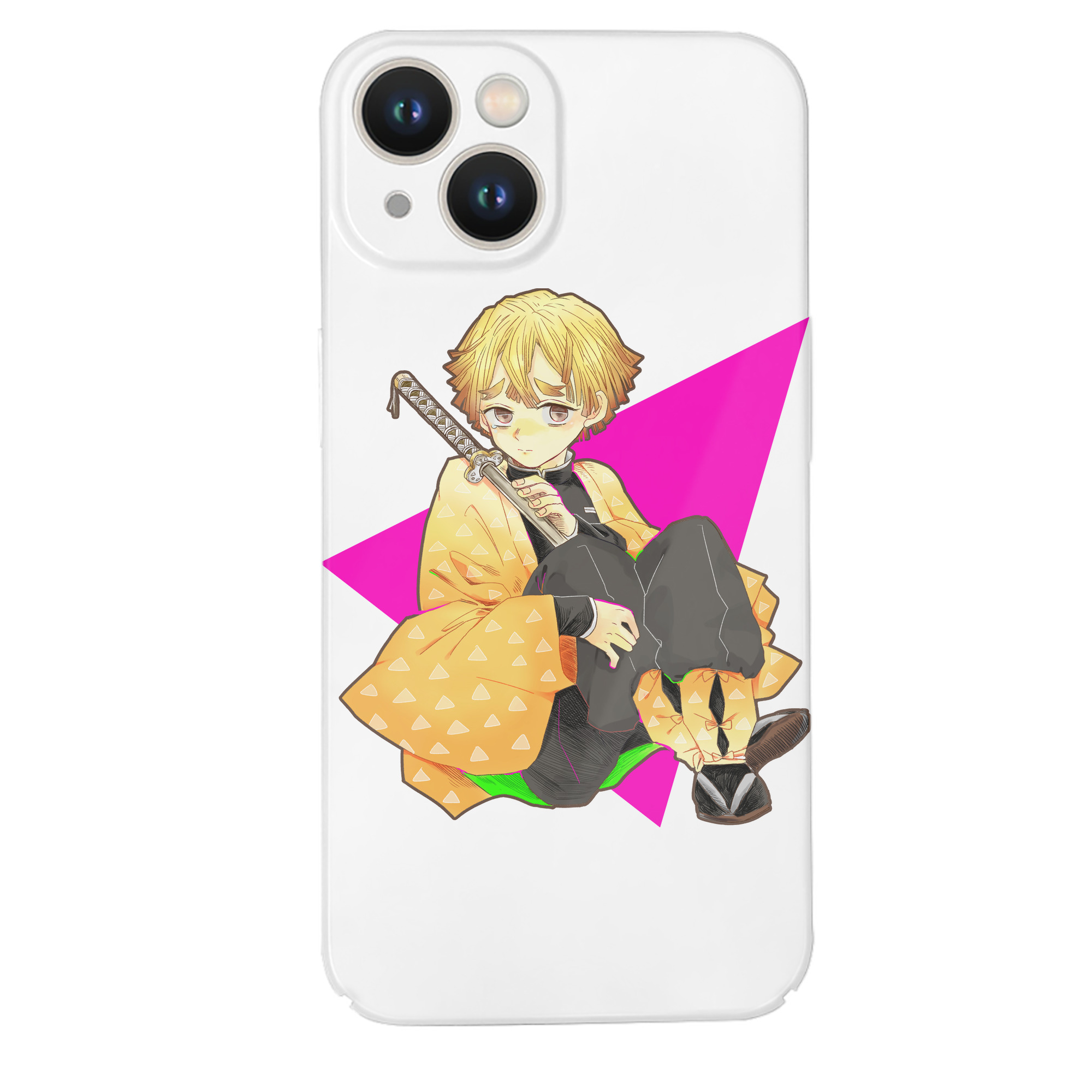 （画像用） 鬼滅の刃（きめつのやいば）我妻 善逸／あがつま ぜんいつ Agatsuma Zenitsu 【iPhone 14シリーズ対応】ハードケース