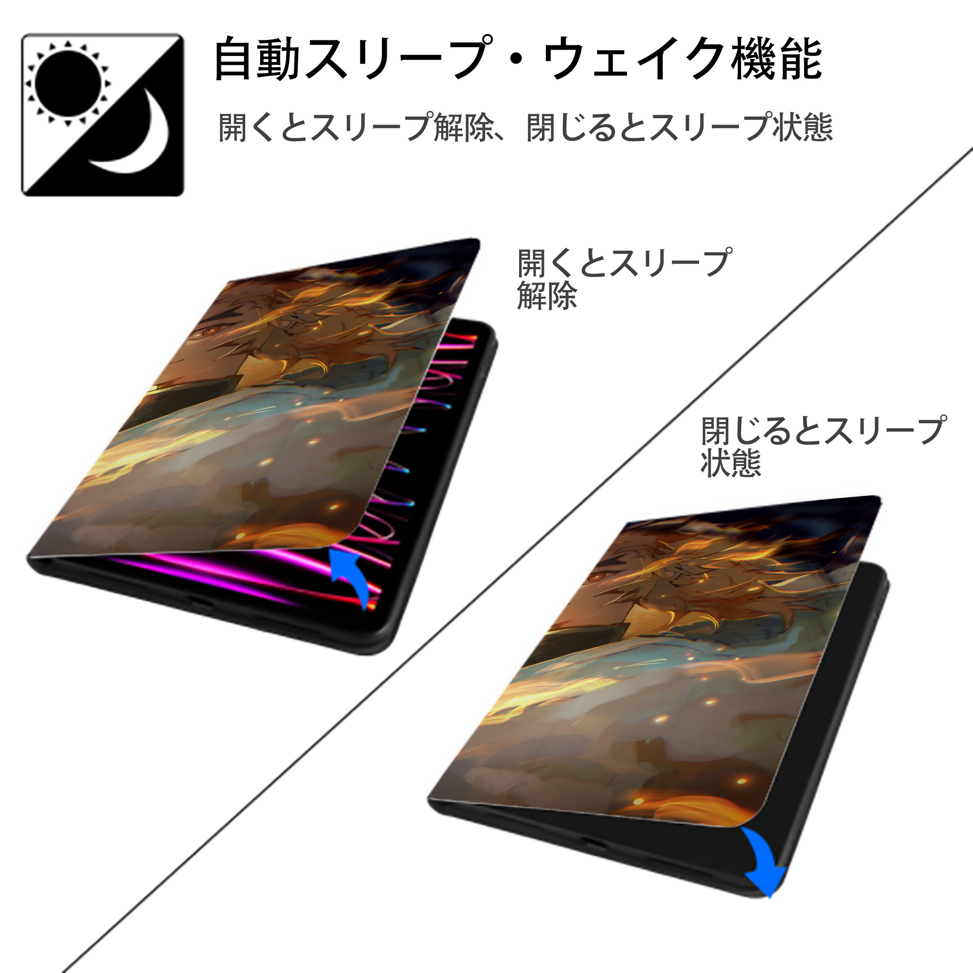 炎柱-煉󠄁獄 杏寿郎／れんごく きょうじゅろう Rengoku Kyoujurou IPad ケース ブック型 PUレザー TPU 耐衝撃 軽量 薄型 ペン収納なし 全面保護 IPad 各モデル対応