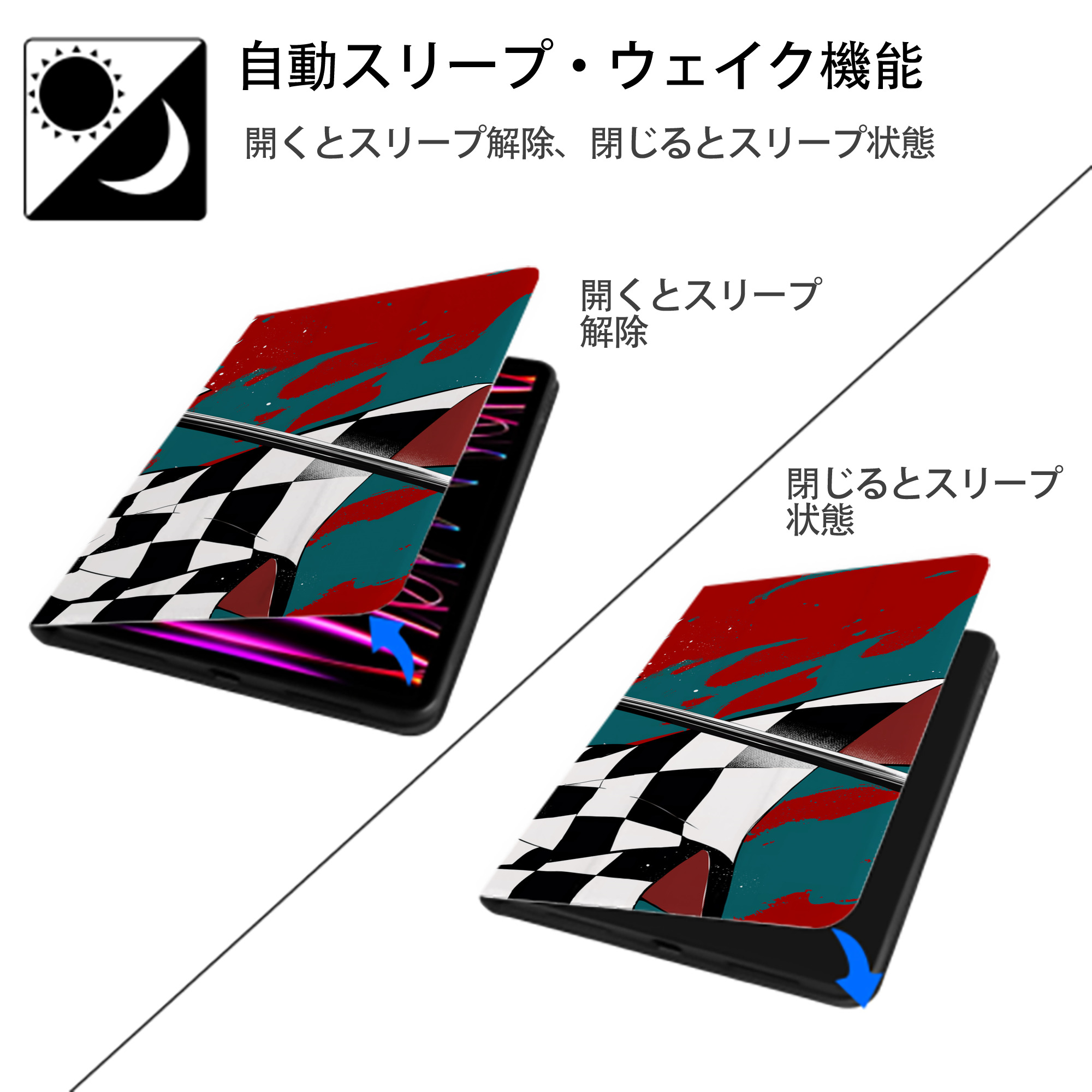 鬼滅の刃（きめつのやいば）竈門 炭治郎／かまど たんじろう Kamado Tanjirou IPadケース ペンホルダー付き ブックスタイルデザイン