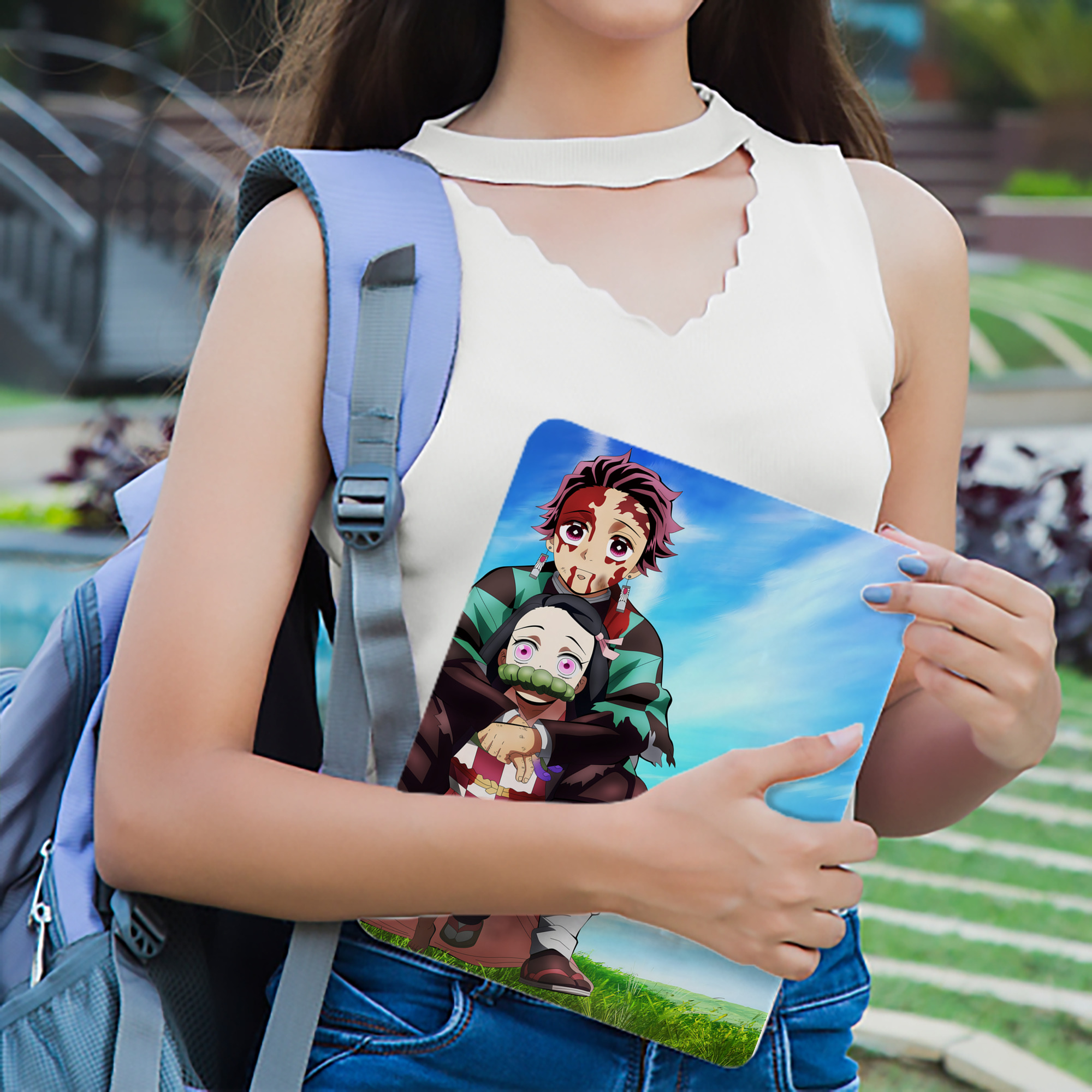 鬼滅の刃（きめつのやいば）竈門 炭治郎／かまど たんじろう Kamado Tanjirou IPadケース ペンホルダー付き ブックスタイルデザイン