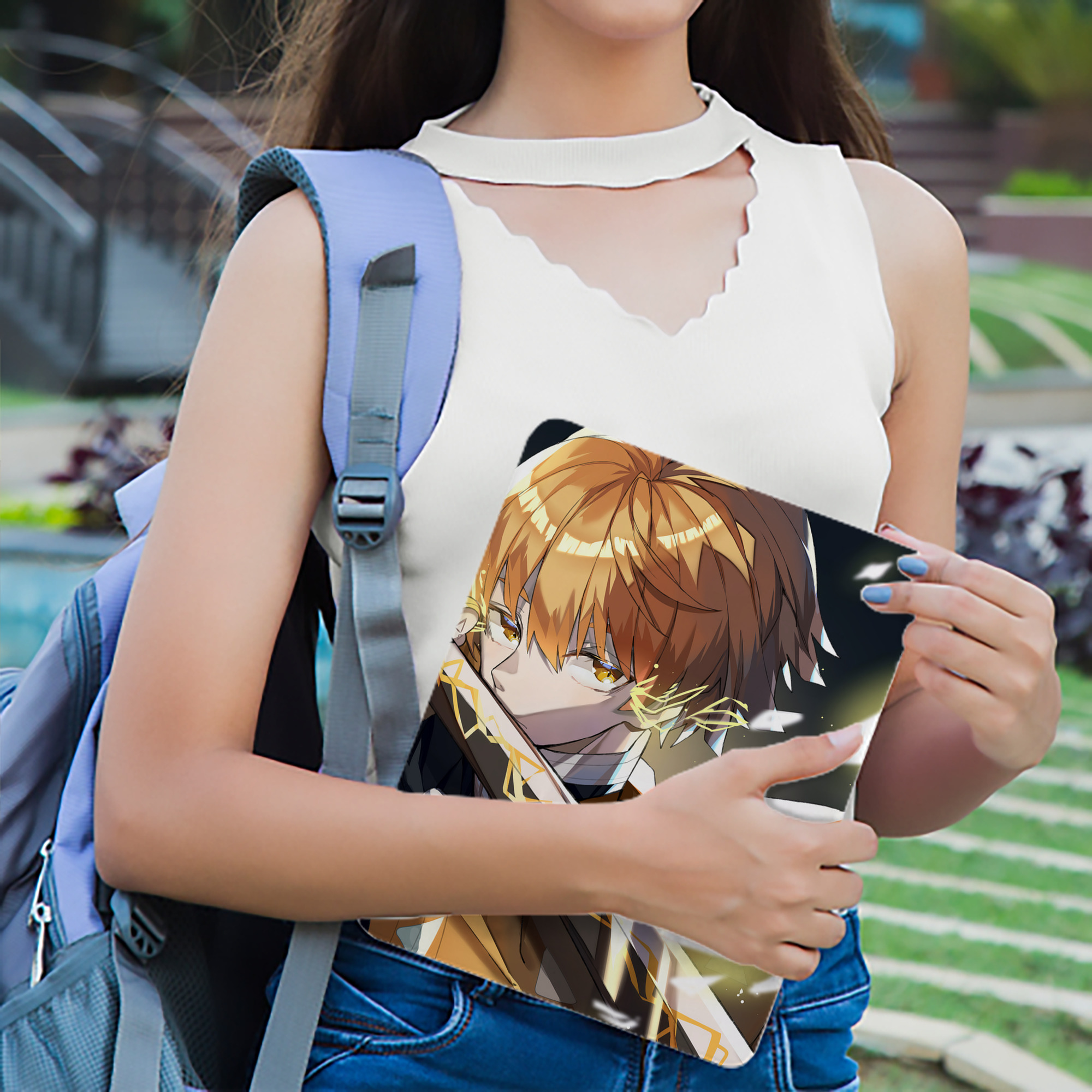 鬼滅の刃（きめつのやいば）我妻 善逸／あがつま ぜんいつ Agatsuma Zenitsu IPadケース ペンホルダー付き ブックスタイルデザイン