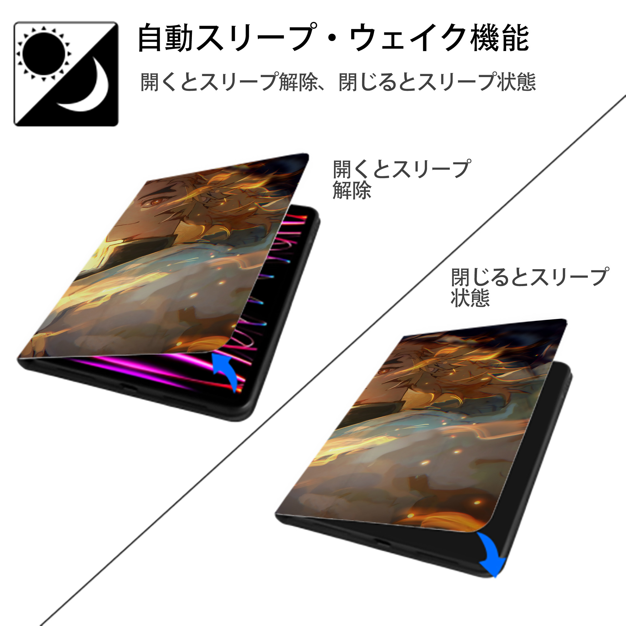 炎柱-煉󠄁獄 杏寿郎／れんごく きょうじゅろう Rengoku Kyoujurou IPadケース ペンホルダー付き ブックスタイルデザイン