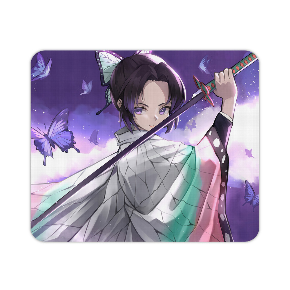 （画像用） 鬼滅の刃（きめつのやいば）蟲柱-胡蝶 しのぶ／こちょう しのぶ Kochou Shinobu マウスパッド ステッチ加工 ラバー素材 防水 滑り止め 超薄型 ゲーミング/オフィス対応