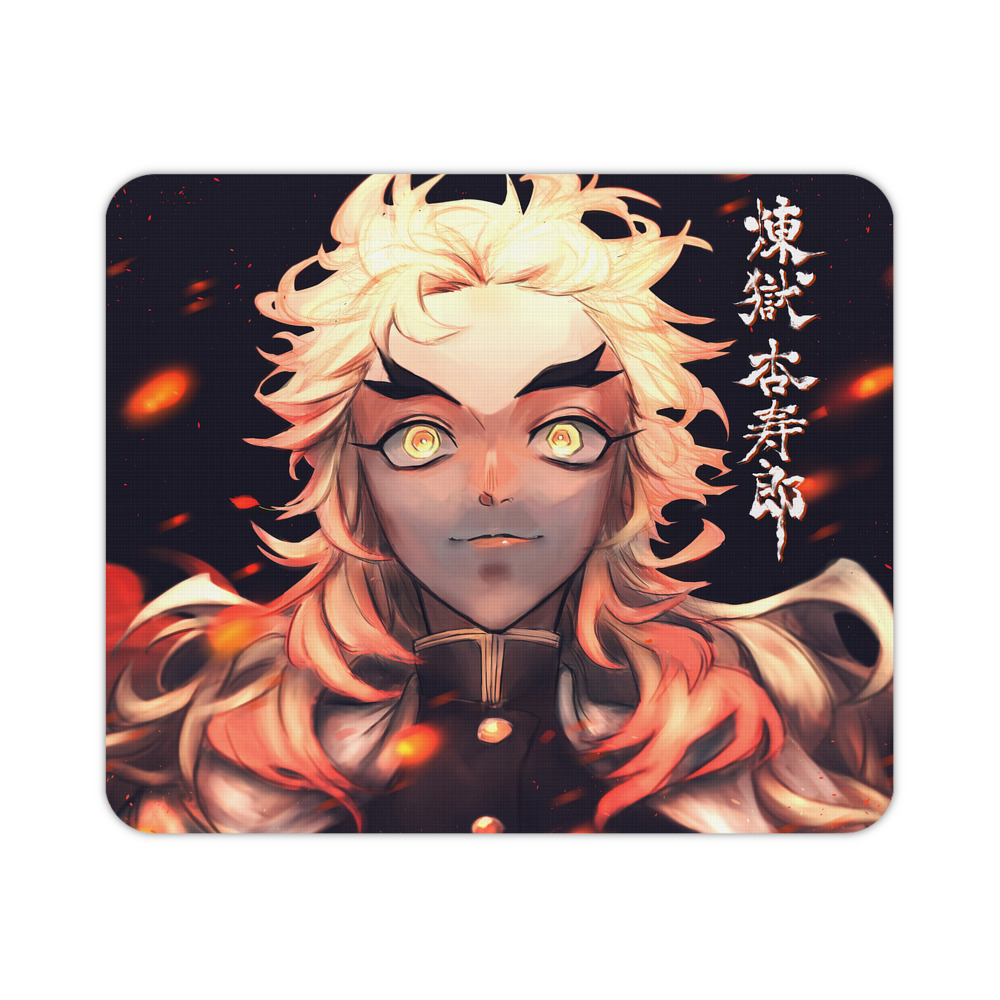 （画像用） 炎柱-煉󠄁獄 杏寿郎／れんごく きょうじゅろう Rengoku Kyoujurou マウスパッド ステッチ加工 ラバー素材 防水 滑り止め 超薄型 ゲーミング/オフィス対応