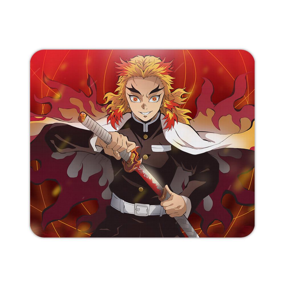 （画像用） 炎柱-煉󠄁獄 杏寿郎／れんごく きょうじゅろう Rengoku Kyoujurou マウスパッド ステッチ加工 ラバー素材 防水 滑り止め 超薄型 ゲーミング/オフィス対応