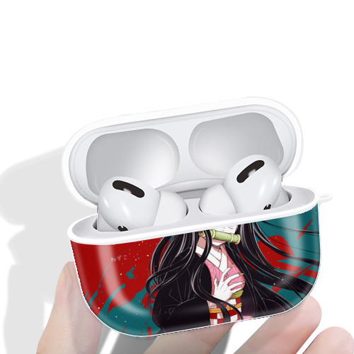鬼滅の刃（きめつのやいば）竈門 禰󠄀豆子／かまど ねずこ Kamado Nezuko 【AirPods Pro用】ハードシェル保護ケース 耐衝撃・防指紋・カラビナ付き商品仕様