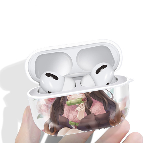 鬼滅の刃（きめつのやいば）竈門 禰󠄀豆子／かまど ねずこ Kamado Nezuko 【AirPods Pro用】ハードシェル保護ケース 耐衝撃・防指紋・カラビナ付き商品仕様