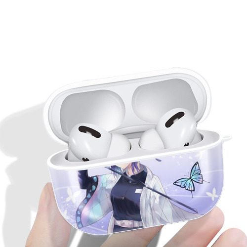 鬼滅の刃（きめつのやいば）蟲柱-胡蝶 しのぶ／こちょう しのぶ Kochou Shinobu 【AirPods Pro用】ハードシェル保護ケース 耐衝撃・防指紋・カラビナ付き商品仕様