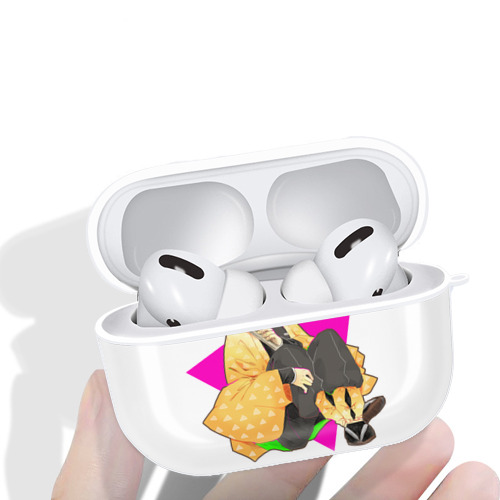 鬼滅の刃（きめつのやいば）我妻 善逸／あがつま ぜんいつ Agatsuma Zenitsu 【AirPods Pro用】ハードシェル保護ケース 耐衝撃・防指紋・カラビナ付き商品仕様