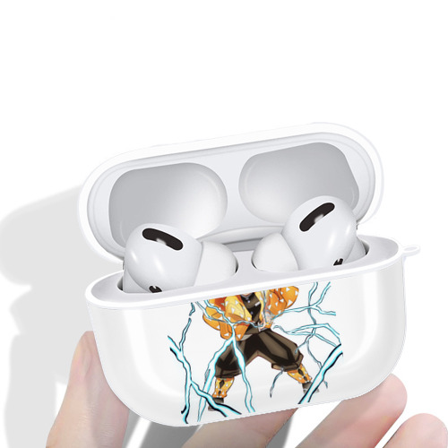 鬼滅の刃（きめつのやいば）我妻 善逸／あがつま ぜんいつ Agatsuma Zenitsu 【AirPods Pro用】ハードシェル保護ケース 耐衝撃・防指紋・カラビナ付き商品仕様