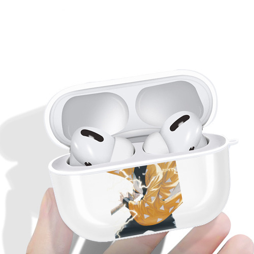 鬼滅の刃（きめつのやいば）我妻 善逸／あがつま ぜんいつ Agatsuma Zenitsu 【AirPods Pro用】ハードシェル保護ケース 耐衝撃・防指紋・カラビナ付き商品仕様