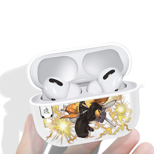 鬼滅の刃（きめつのやいば）我妻 善逸／あがつま ぜんいつ Agatsuma Zenitsu 【AirPods Pro用】ハードシェル保護ケース 耐衝撃・防指紋・カラビナ付き商品仕様