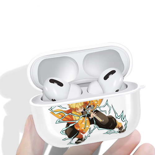 鬼滅の刃（きめつのやいば）我妻 善逸／あがつま ぜんいつ Agatsuma Zenitsu 【AirPods Pro用】ハードシェル保護ケース 耐衝撃・防指紋・カラビナ付き商品仕様
