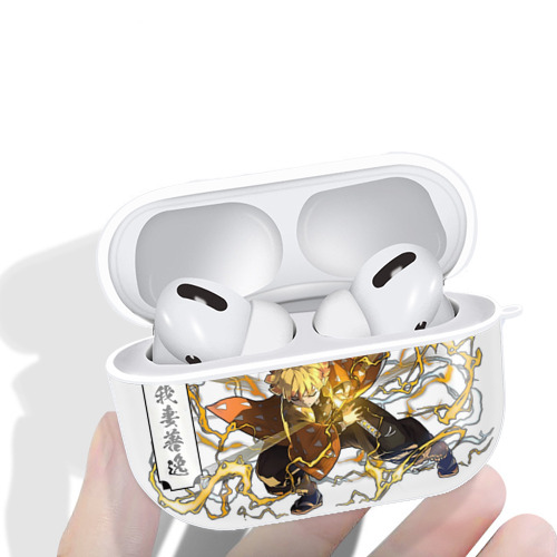 鬼滅の刃（きめつのやいば）我妻 善逸／あがつま ぜんいつ Agatsuma Zenitsu 【AirPods Pro用】ハードシェル保護ケース 耐衝撃・防指紋・カラビナ付き商品仕様