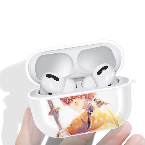 鬼滅の刃（きめつのやいば）我妻 善逸／あがつま ぜんいつ Agatsuma Zenitsu 【AirPods Pro用】ハードシェル保護ケース 耐衝撃・防指紋・カラビナ付き商品仕様