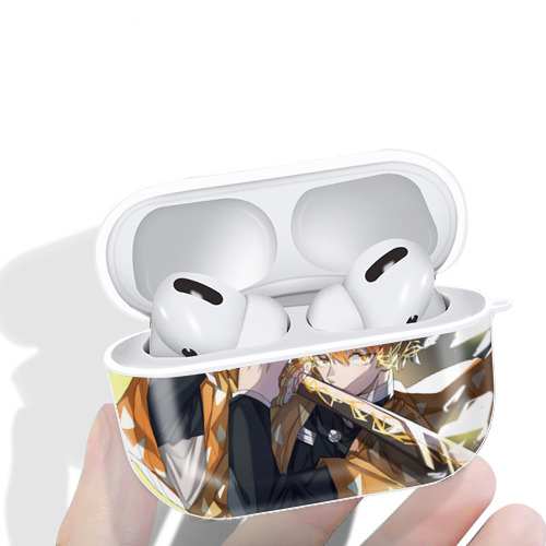 鬼滅の刃（きめつのやいば）我妻 善逸／あがつま ぜんいつ Agatsuma Zenitsu 【AirPods Pro用】ハードシェル保護ケース 耐衝撃・防指紋・カラビナ付き商品仕様