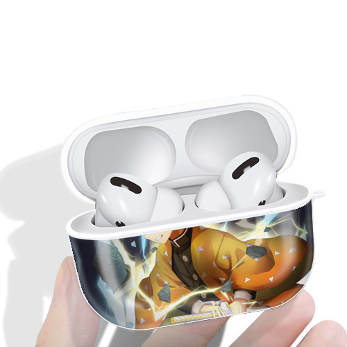 鬼滅の刃（きめつのやいば）我妻 善逸／あがつま ぜんいつ Agatsuma Zenitsu 【AirPods Pro用】ハードシェル保護ケース 耐衝撃・防指紋・カラビナ付き商品仕様