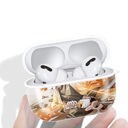 鬼滅の刃（きめつのやいば）我妻 善逸／あがつま ぜんいつ Agatsuma Zenitsu 【AirPods Pro用】ハードシェル保護ケース 耐衝撃・防指紋・カラビナ付き商品仕様