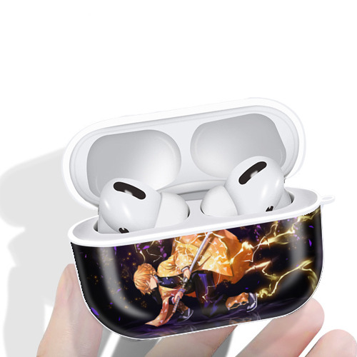 鬼滅の刃（きめつのやいば）我妻 善逸／あがつま ぜんいつ Agatsuma Zenitsu 【AirPods Pro用】ハードシェル保護ケース 耐衝撃・防指紋・カラビナ付き商品仕様
