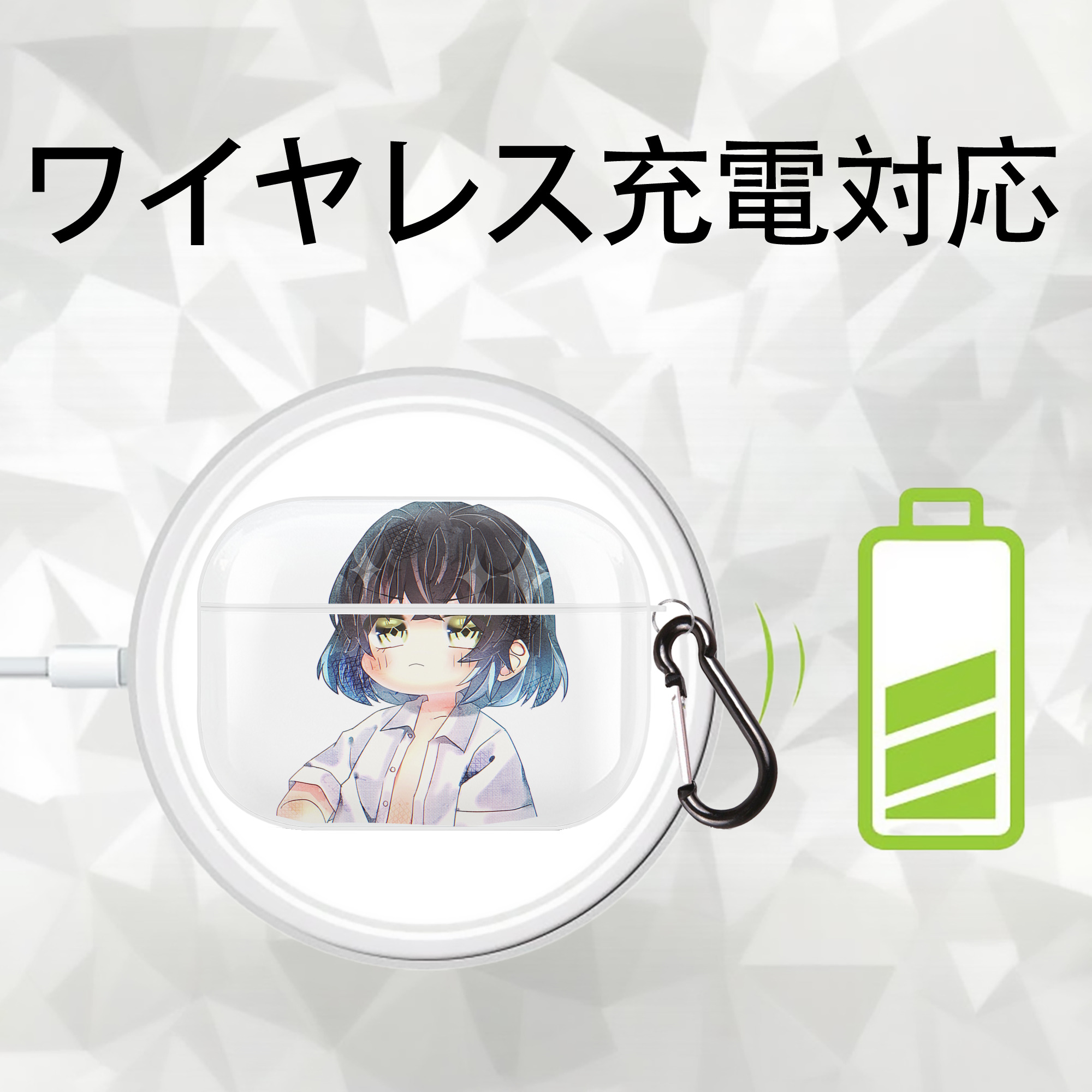 鬼滅の刃（きめつのやいば）嘴平 伊之助／はしびら いのすけ Hashibira Inosuke 【AirPods Pro用】ハードシェル保護ケース 耐衝撃・防指紋・カラビナ付き商品仕様