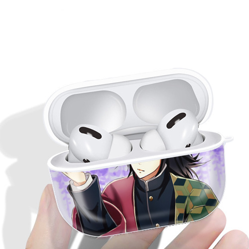 鬼滅の刃（きめつのやいば）水柱-冨岡 義勇／とみおか ぎゆう Tomioka Giyuu 【AirPods Pro用】ハードシェル保護ケース 耐衝撃・防指紋・カラビナ付き商品仕様