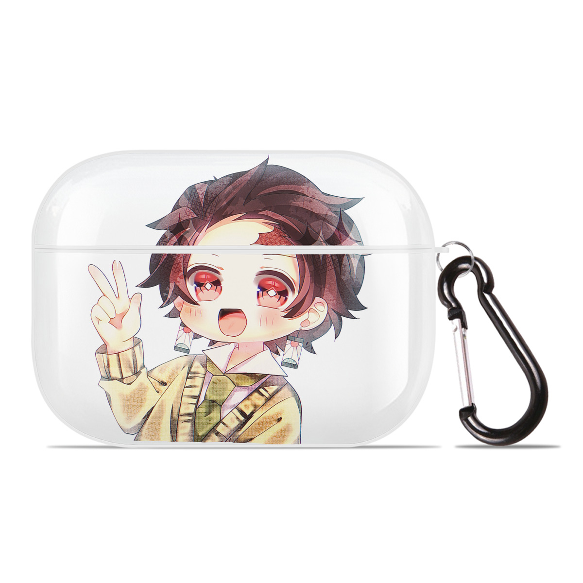 （画像用） 鬼滅の刃 竈門 炭治郎／かまど たんじろう Kamado Tanjirou 【AirPods Pro用】ハードシェル保護ケース 耐衝撃・防指紋・カラビナ付き商品仕様