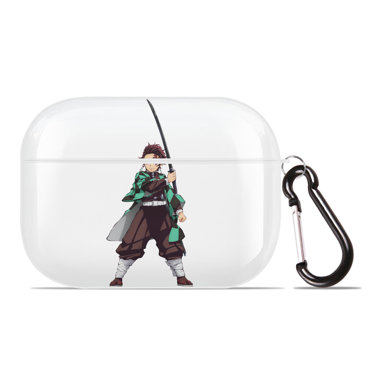（画像用） 鬼滅の刃 竈門 炭治郎／かまど たんじろう Kamado Tanjirou 【AirPods Pro用】ハードシェル保護ケース 耐衝撃・防指紋・カラビナ付き商品仕様