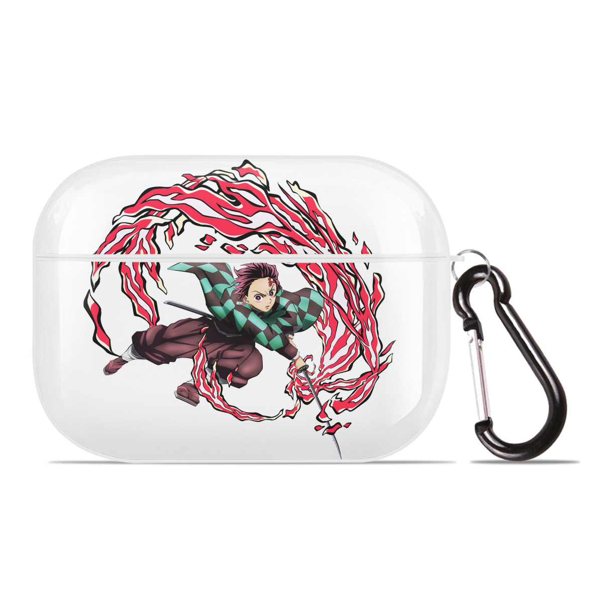 （画像用） 鬼滅の刃 竈門 炭治郎／かまど たんじろう Kamado Tanjirou 【AirPods Pro用】ハードシェル保護ケース 耐衝撃・防指紋・カラビナ付き商品仕様