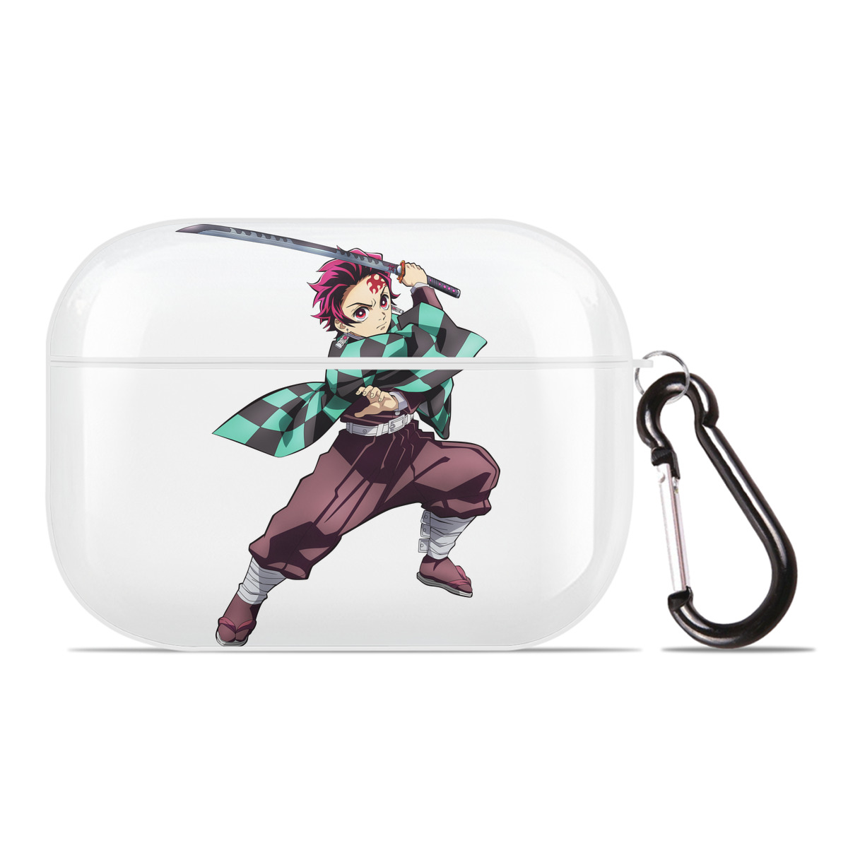（画像用） 鬼滅の刃 竈門 炭治郎／かまど たんじろう Kamado Tanjirou 【AirPods Pro用】ハードシェル保護ケース 耐衝撃・防指紋・カラビナ付き商品仕様