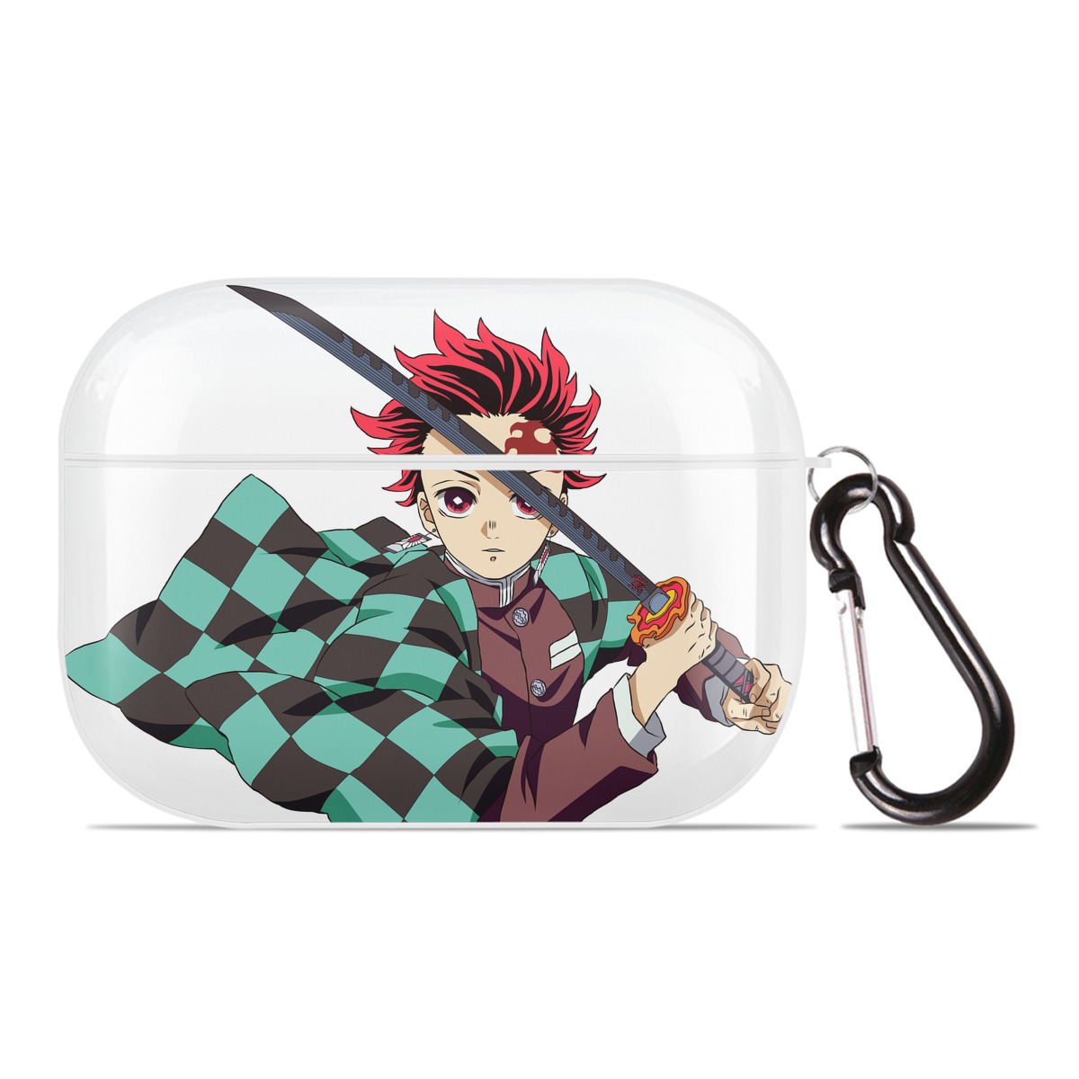 （画像用） 鬼滅の刃 竈門 炭治郎／かまど たんじろう Kamado Tanjirou 【AirPods Pro用】ハードシェル保護ケース 耐衝撃・防指紋・カラビナ付き商品仕様