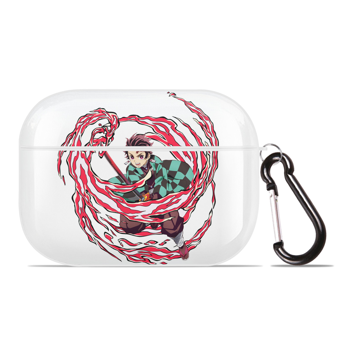 （画像用） 鬼滅の刃 竈門 炭治郎／かまど たんじろう Kamado Tanjirou 【AirPods Pro用】ハードシェル保護ケース 耐衝撃・防指紋・カラビナ付き商品仕様