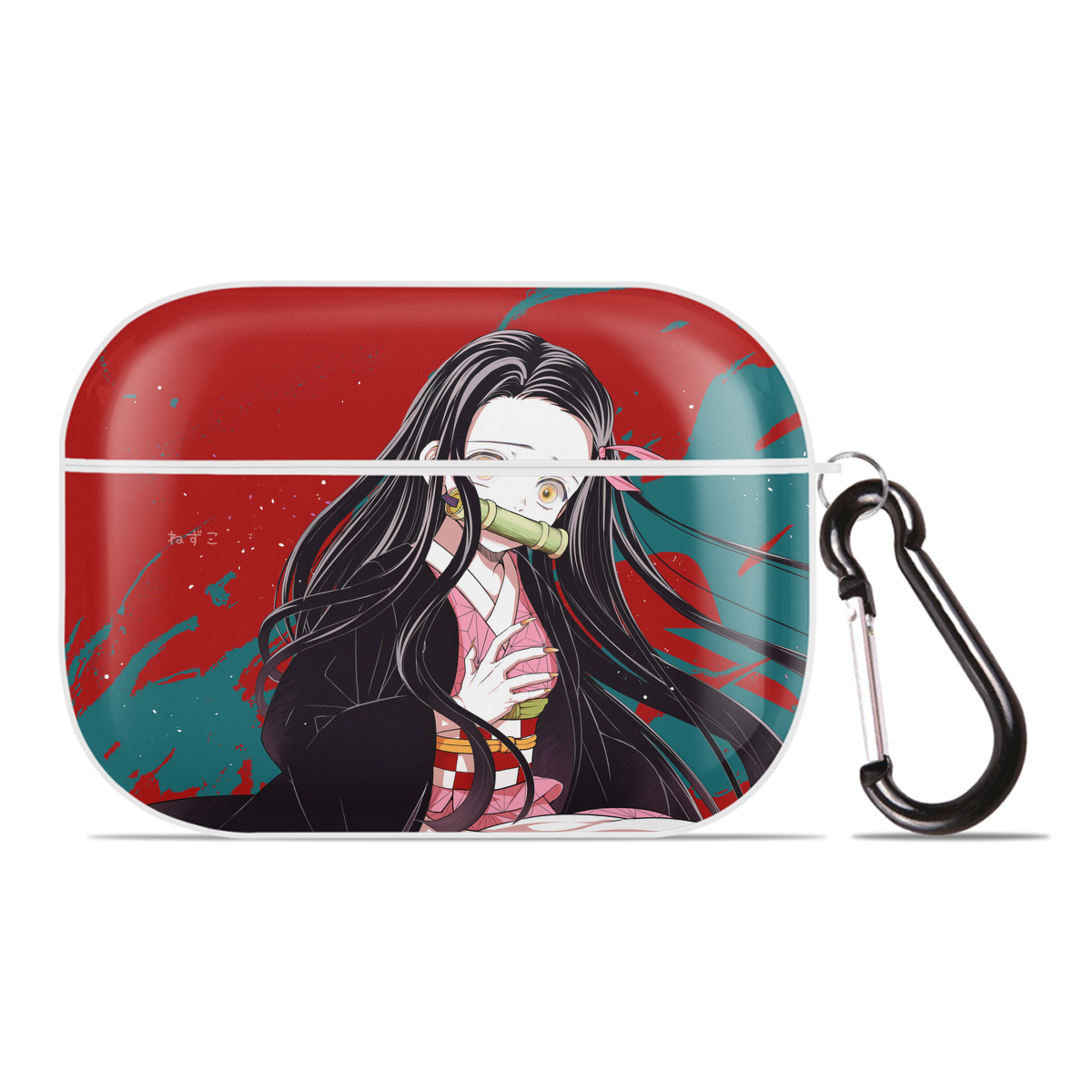（画像用） 鬼滅の刃（きめつのやいば）竈門 禰󠄀豆子／かまど ねずこ Kamado Nezuko 【AirPods Pro用】ハードシェル保護ケース 耐衝撃・防指紋・カラビナ付き商品仕様