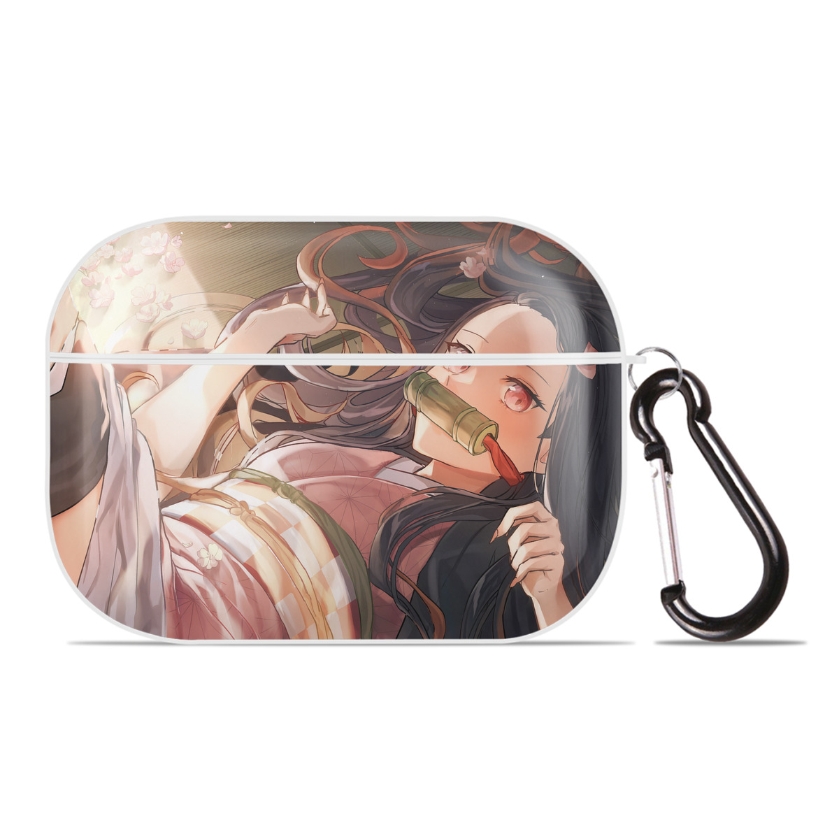（画像用） 鬼滅の刃（きめつのやいば）竈門 禰󠄀豆子／かまど ねずこ Kamado Nezuko 【AirPods Pro用】ハードシェル保護ケース 耐衝撃・防指紋・カラビナ付き商品仕様