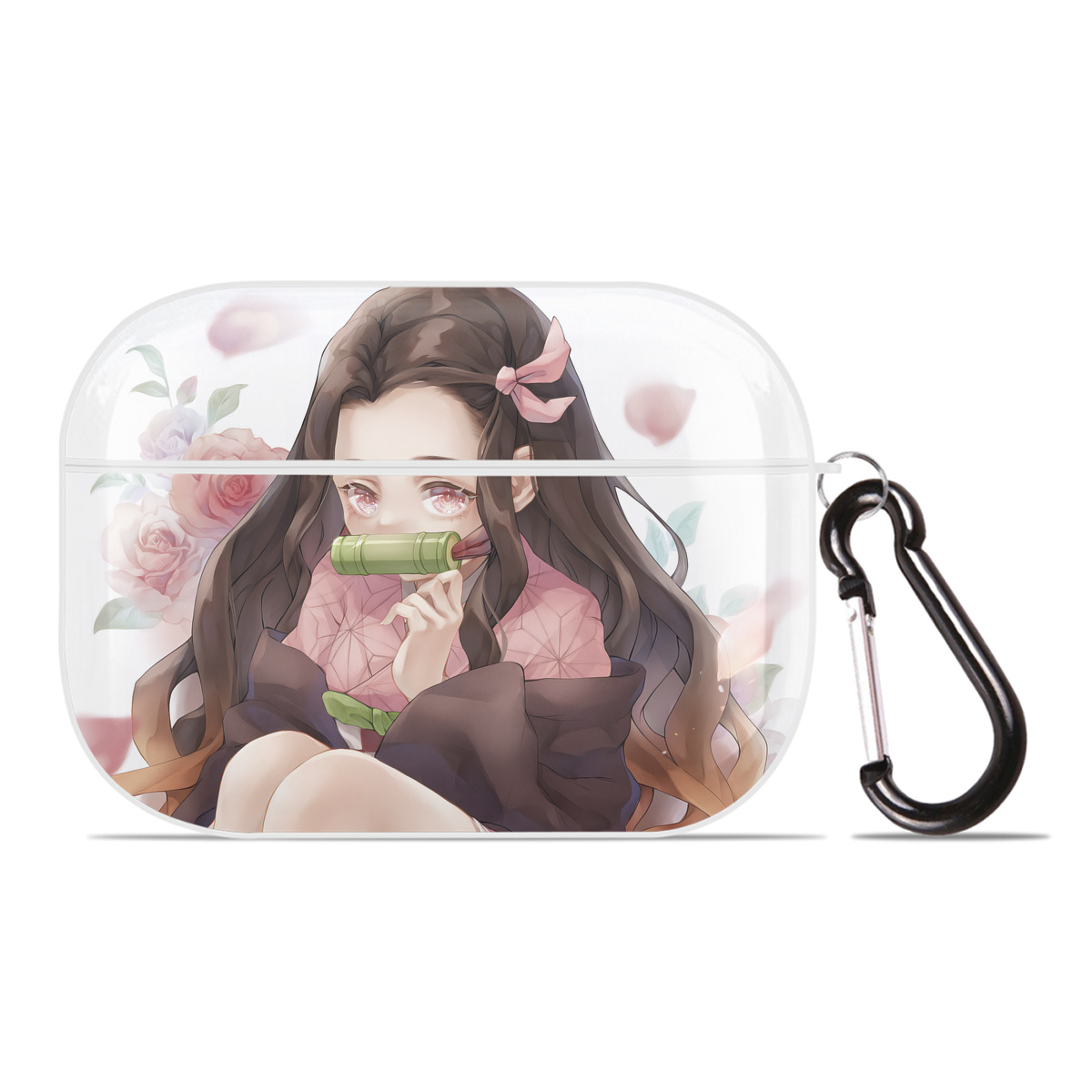 （画像用） 鬼滅の刃（きめつのやいば）竈門 禰󠄀豆子／かまど ねずこ Kamado Nezuko 【AirPods Pro用】ハードシェル保護ケース 耐衝撃・防指紋・カラビナ付き商品仕様