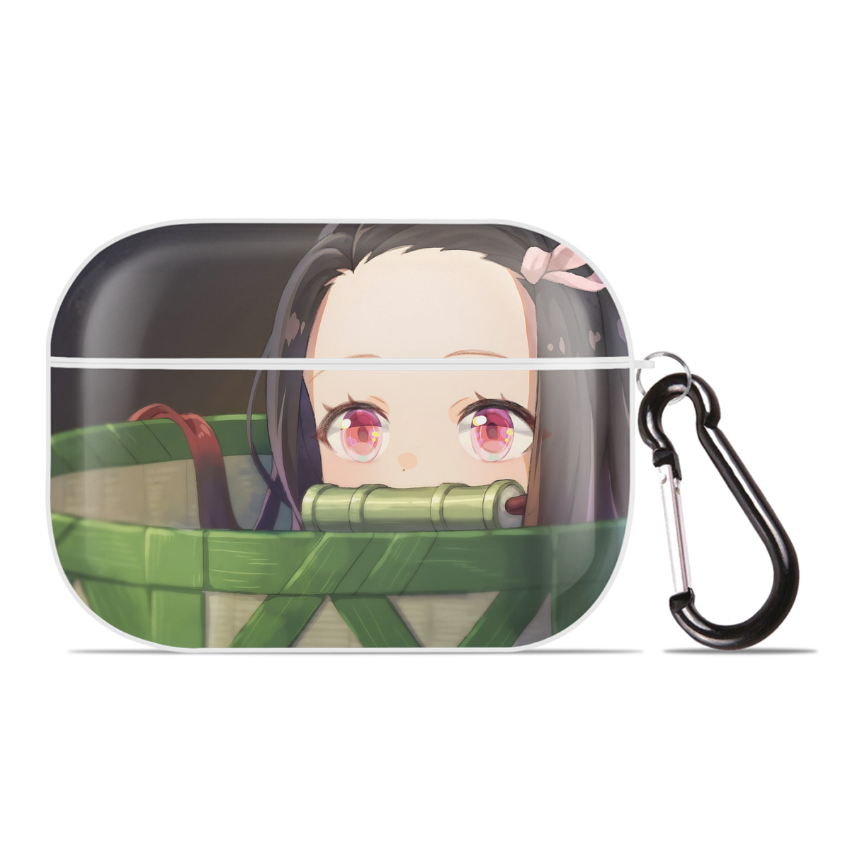 （画像用） 鬼滅の刃（きめつのやいば）竈門 禰󠄀豆子／かまど ねずこ Kamado Nezuko 【AirPods Pro用】ハードシェル保護ケース 耐衝撃・防指紋・カラビナ付き商品仕様
